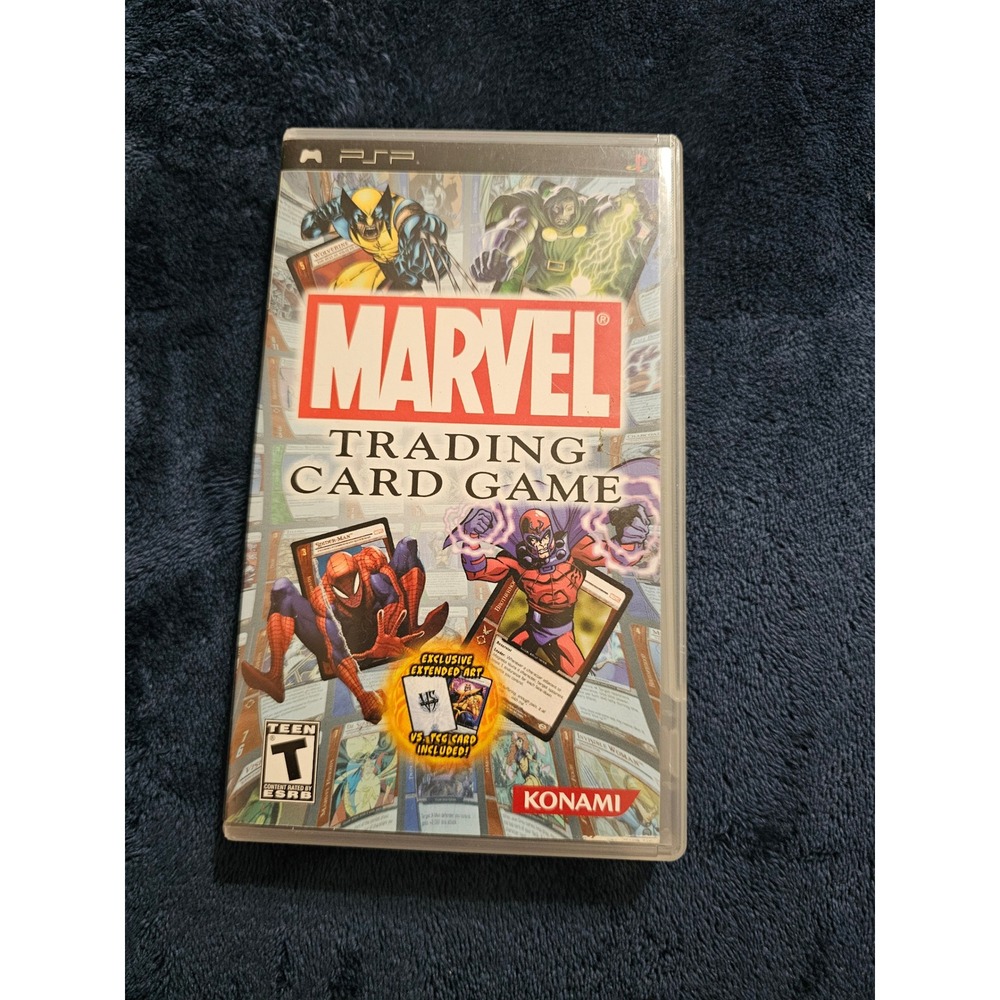 Marvel Trading Card Game Sony PSP Konami Complete CIB UMD Marvel Universe TCG